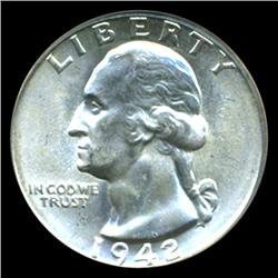 1942 Washington 25c Quarter Coin Graded PCGS MS65 (COI-5289) (COI-5289)