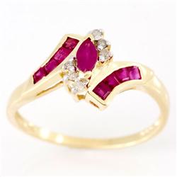 0.66Ct Genuine Natural Ruby & Diamond 9K Gold Ring (JEW-9175X) (JEW-9175X)