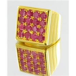4ct Natural Ruby Mens Gold Vermeil Heavy Ring (JEW-1491) (JEW-1491)