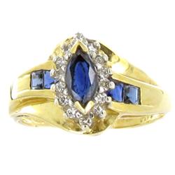 1.2ct Ceylon Blue Sapphire & Diamond 10k Gold Ladies Ring (JEW-1507) (JEW-1507)