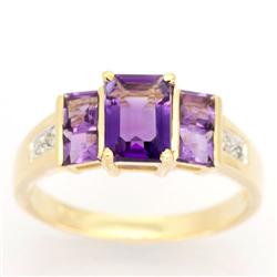 1.66Ct Natural Amethyst & Diamond 9K Gold Ring (JEW-9082X) (JEW-9082X)