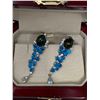 Image 1 : Natural 8.23 Carat Black Opal/Apatite .925 Silver Set of Earrings with certificate value $950.00