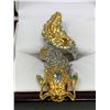 Image 2 : Aquamarine & Emerald 4.08 Carat Ladies Dragon Ring .925 Silver with certificate value $1800.00
