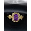 Image 1 : Natural Emerald cut 1.25 Carat Amethyst and Diamond Ring with certificate value $850.00