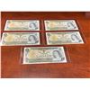 Image 1 : Canada 1973 $1.00 Bills Mint Condition and in sequential Serial Numbered from 336-340 - LOT OF 5
