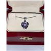 Image 1 : Amethyst Solitaire Heart Pendant with 16 Inch Box Link Chain