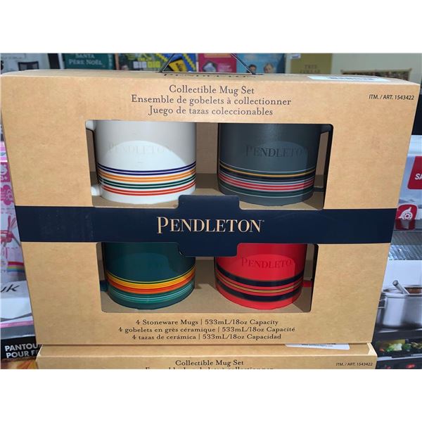 Pendleton collectible mug set, 4 piece stoneware mugs 18 ounce capacity