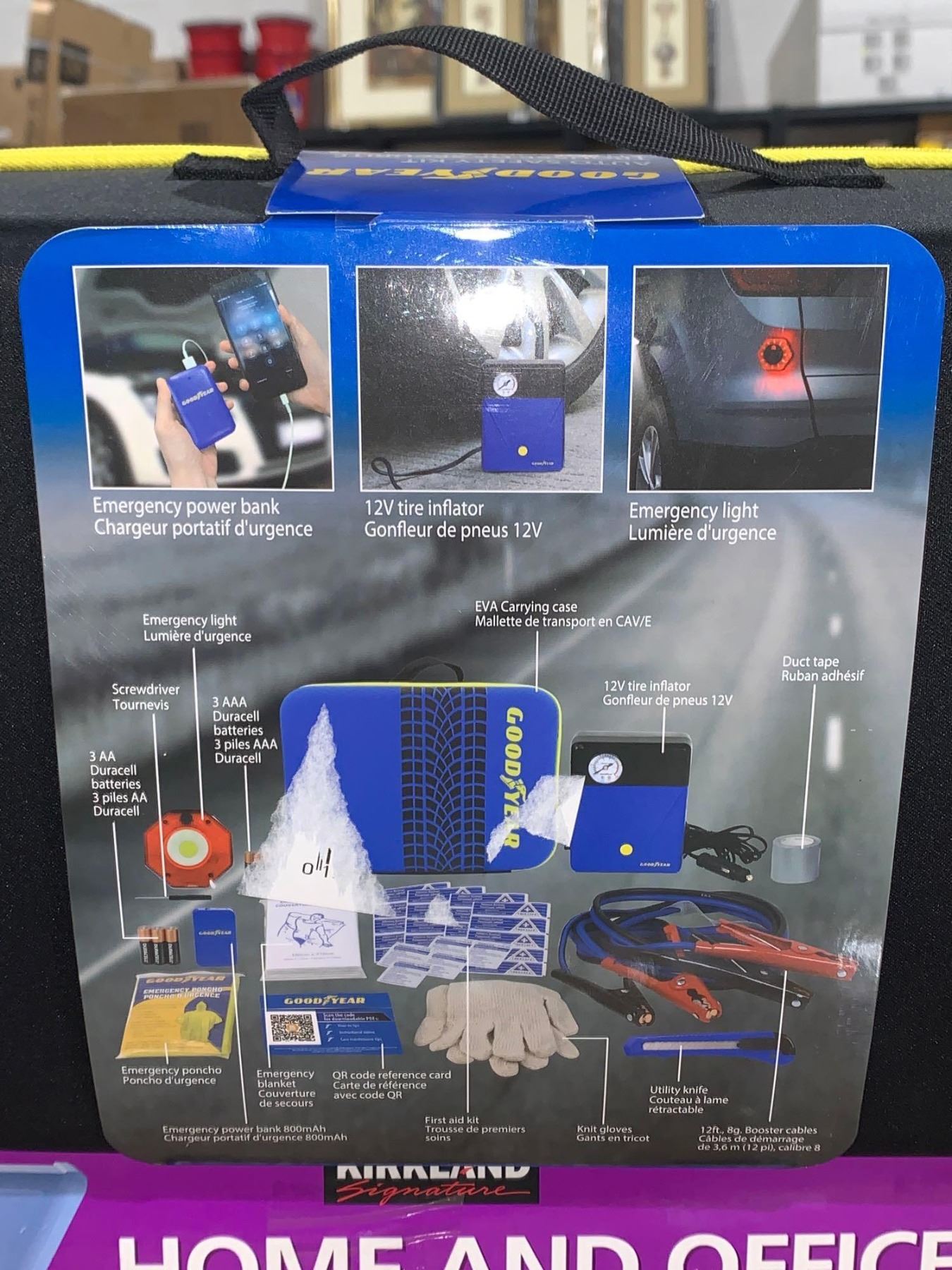Goodyear auto safety kit includes booster cables & Tire Inflator
