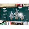 Image 2 : 3 pc Flocked Trees w/ LED lights heights of  30" - 24" & 20"