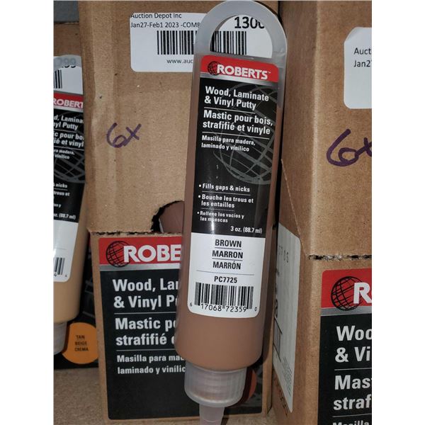 Roberts wood, laminate and vinyl putty 6 × 3 oz, Brown