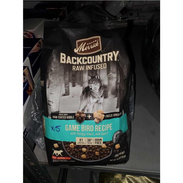 Merrick that country raw infused, gamebird recipe, dog food 5 × 4 pounds