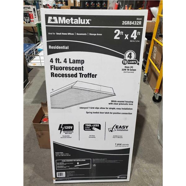 Metalux 2' by 4' residential 2' by 4' fluorescent recessed troffer