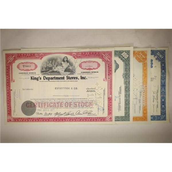 4 VINTAGE STOCK CERTIFICATES: 1966 FOOD FAIR