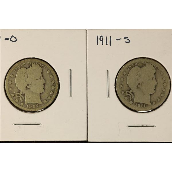 1907-O & 1911-S SILVER BARBER QUARTERS