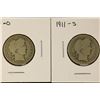 Image 1 : 1907-O & 1911-S SILVER BARBER QUARTERS