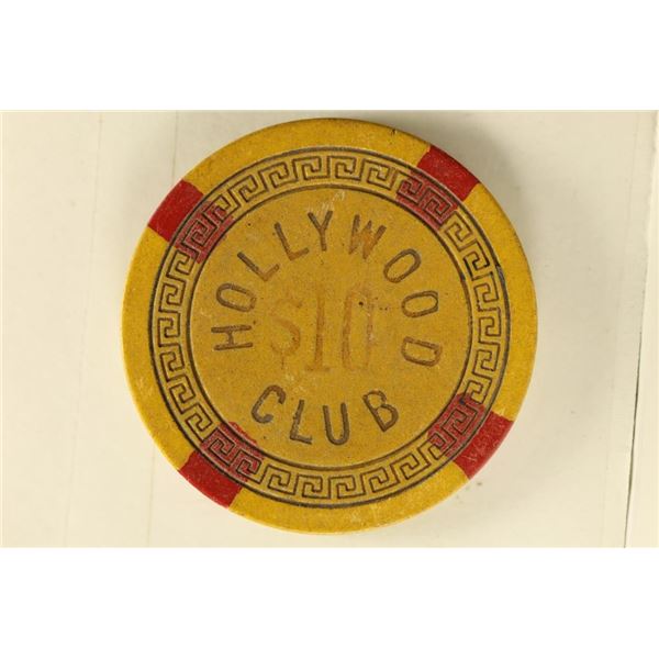 $10 HOLLYWOOD CLUB CASINO CHIP