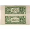 Image 2 : 2-1957 US $1 SILVER CERTIFICATES CRISP UNC WITH