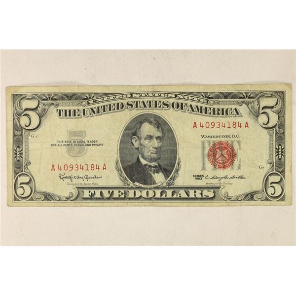 1963-US $5 RED SEAL NOTE