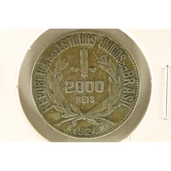 1924 BRAZIL SILVER 2000 REIS .1286 OZ. ASW