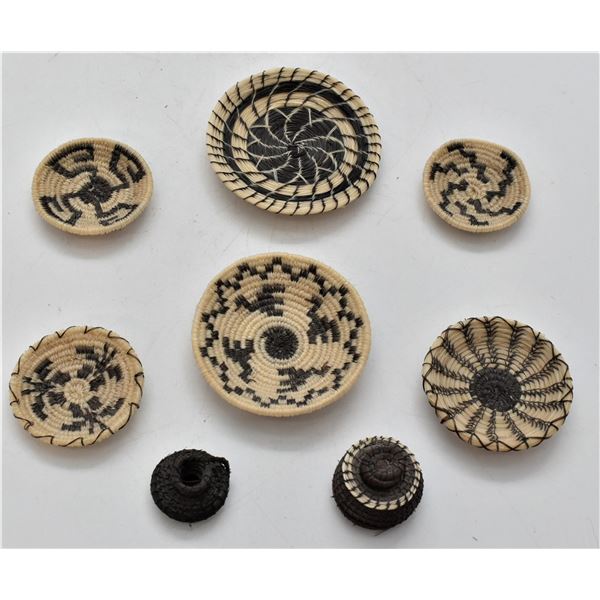 8 Miniature Tohono O'odham Horse Hair Baskets