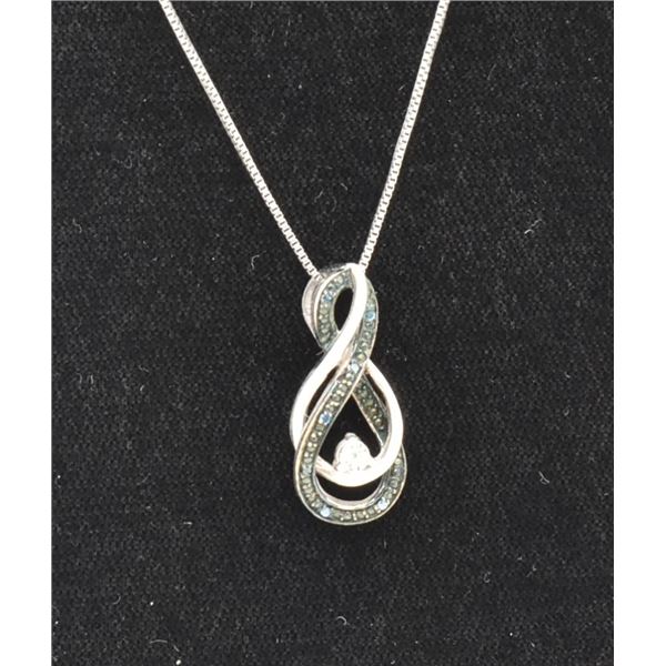 Sterling Marcasite, Diamond Chip Pendant Necklace