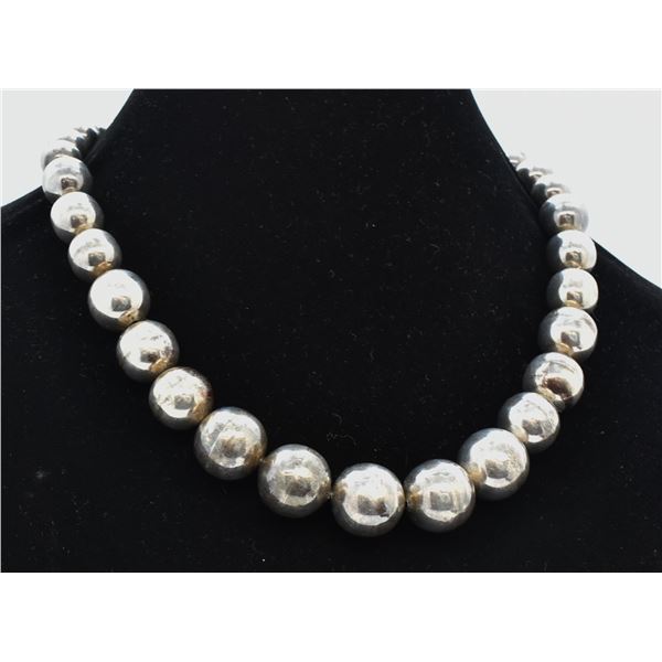 Vintage Taxco Sterling Silver Bead Necklace