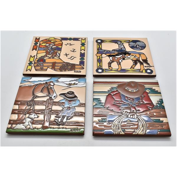 4 Southwestern Earthtones Ceramic Tiles