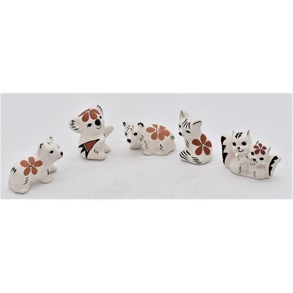 5 Acoma Hand Painted Ceramic Pottery Animals