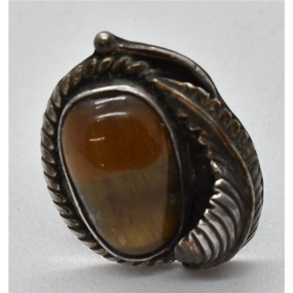 Vintage Navajo Sterling Tiger's Eye Tie Tack