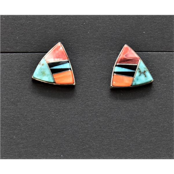 Touch of Santa Fe Navajo Sterling Inlay Earrings