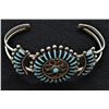 Image 4 : Zuni Sterling Needlepoint Turquoise Cuff Bracelet