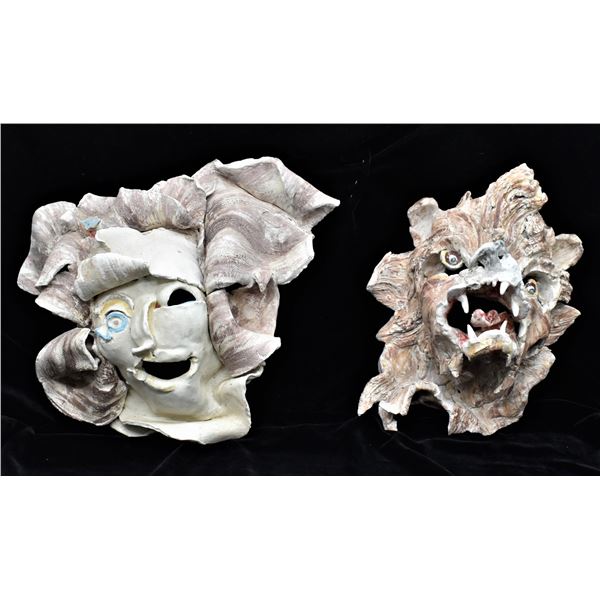 2 Original Slab Pottery Masks by Amelia Gianelli