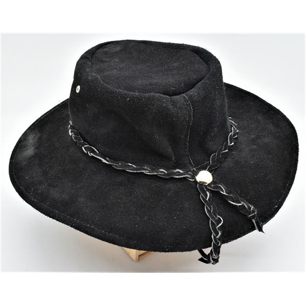 Black Leather Indiana Jones Style Hat