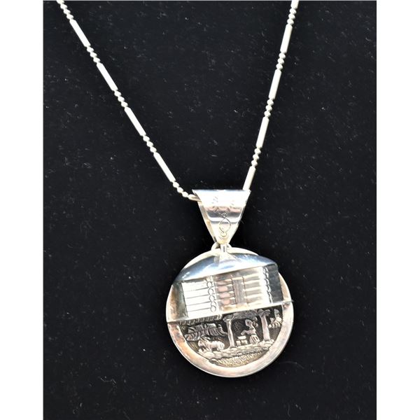 Navajo Sterling Hogan Storyteller Necklace