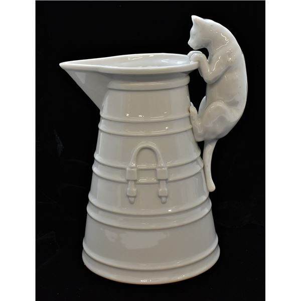 Vintage Ceramic Milk Pitcher with Cat Handle