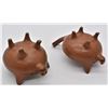 Image 4 : 2 Mexican Redware Pottery Pigs Bowls
