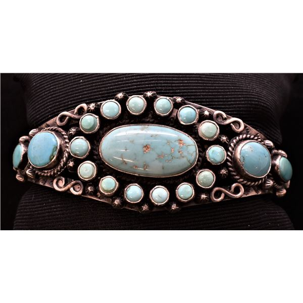 Navajo Sterling Cerrillos Turquoise Cuff Bracelet