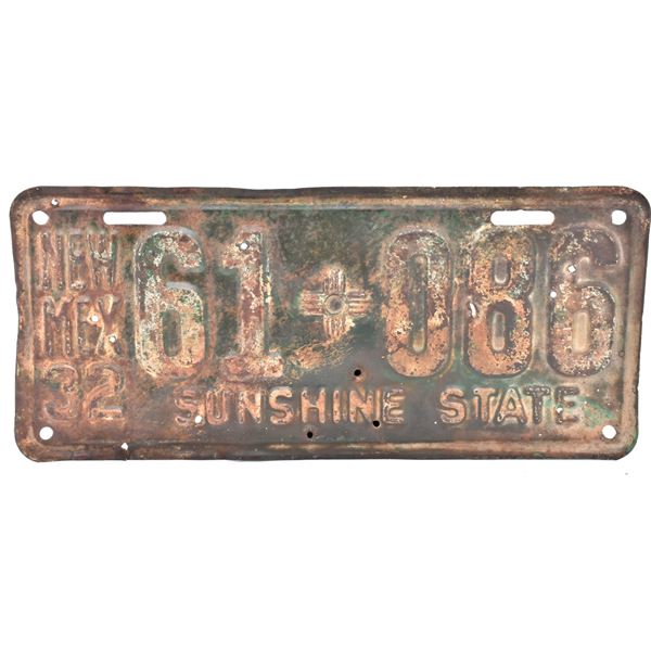 Rustic 1932 New Mexico License Plate
