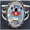 Image 5 : Large Navajo Sterling Inlay Crown Dancer Bracelet