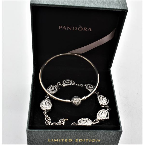 Pandora Sparkling Heart Bead Bangle Bracelet