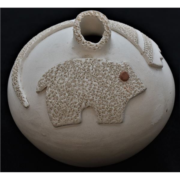 Acoma Carved Bear Pottery Seed Jar by W. Garcia