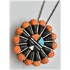 Image 5 : Zuni Inlay Sun Face Pin Pendant Necklace
