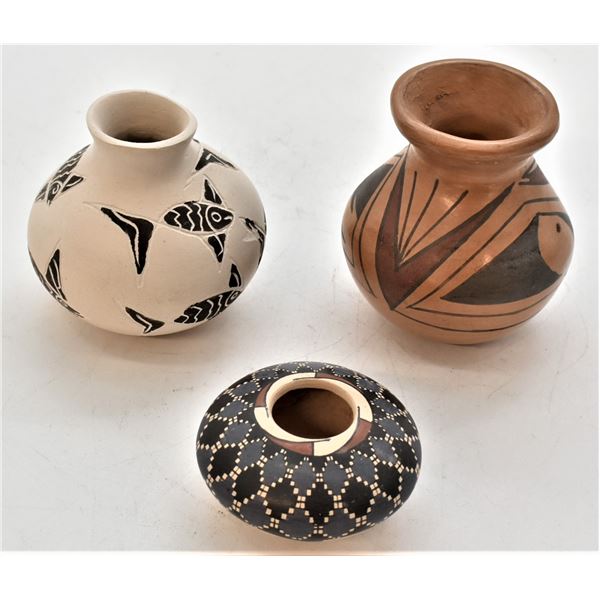 3 Small Mata Ortiz Pottery Jars