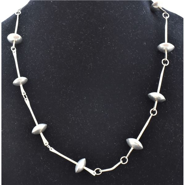 Navajo Sterling Pillow Bead Necklace