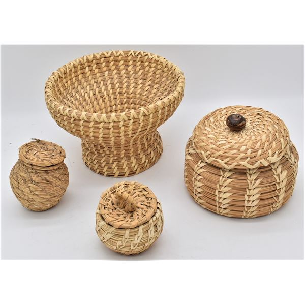 4 Native American Tohono O'odham Baskets