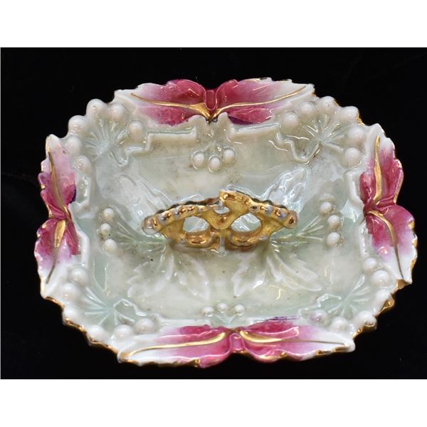 Antique German Gold Gilt Porcelain Ring Dish