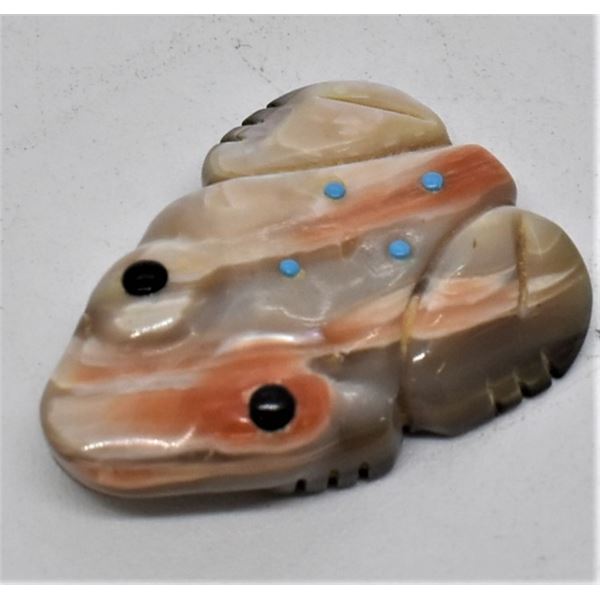 Zuni Orange Shell Frog Fetish