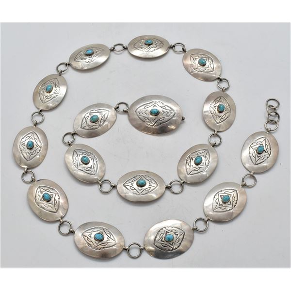 Navajo Sterling Turquoise Concho Belt