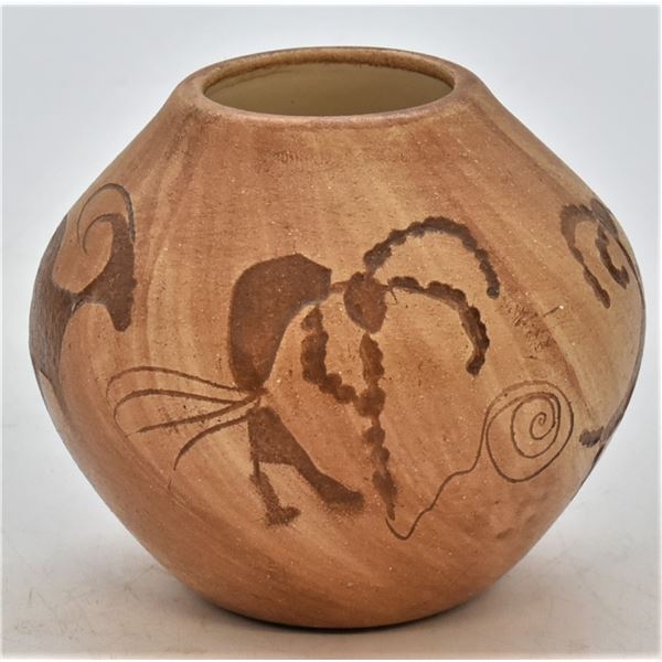 Navajo Etched Pottery Jar by Binisht'aa