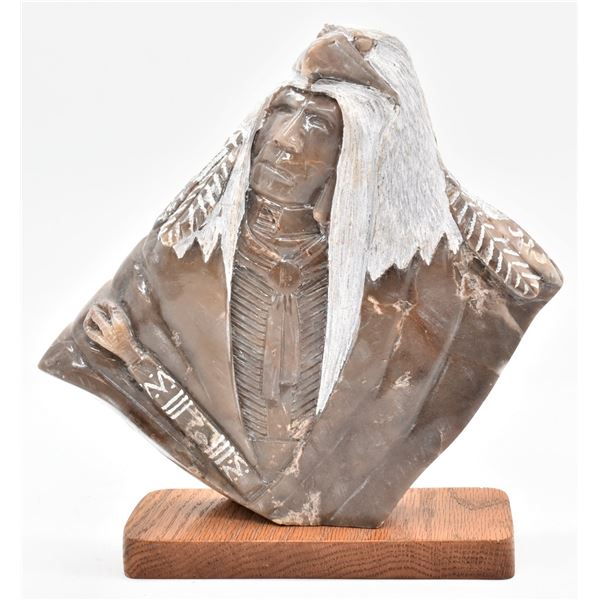 Navajo Alabaster Sculpture on Wood Base by Toledo